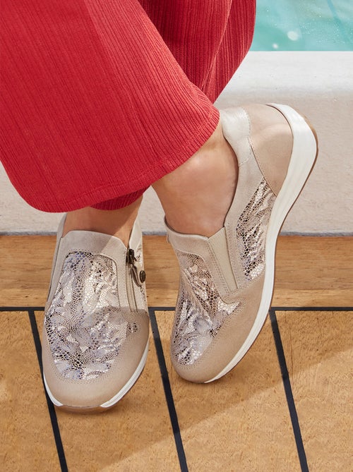 Mocasines piel con cremallera ancho confort - Afibel - Kiabi