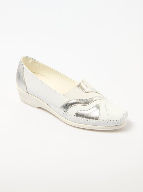 Mocasines piel con elástico ancho confort - Afibel - Kiabi