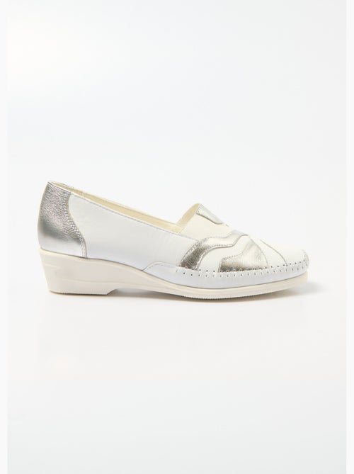 Mocasines piel con elástico ancho confort - Afibel - Kiabi
