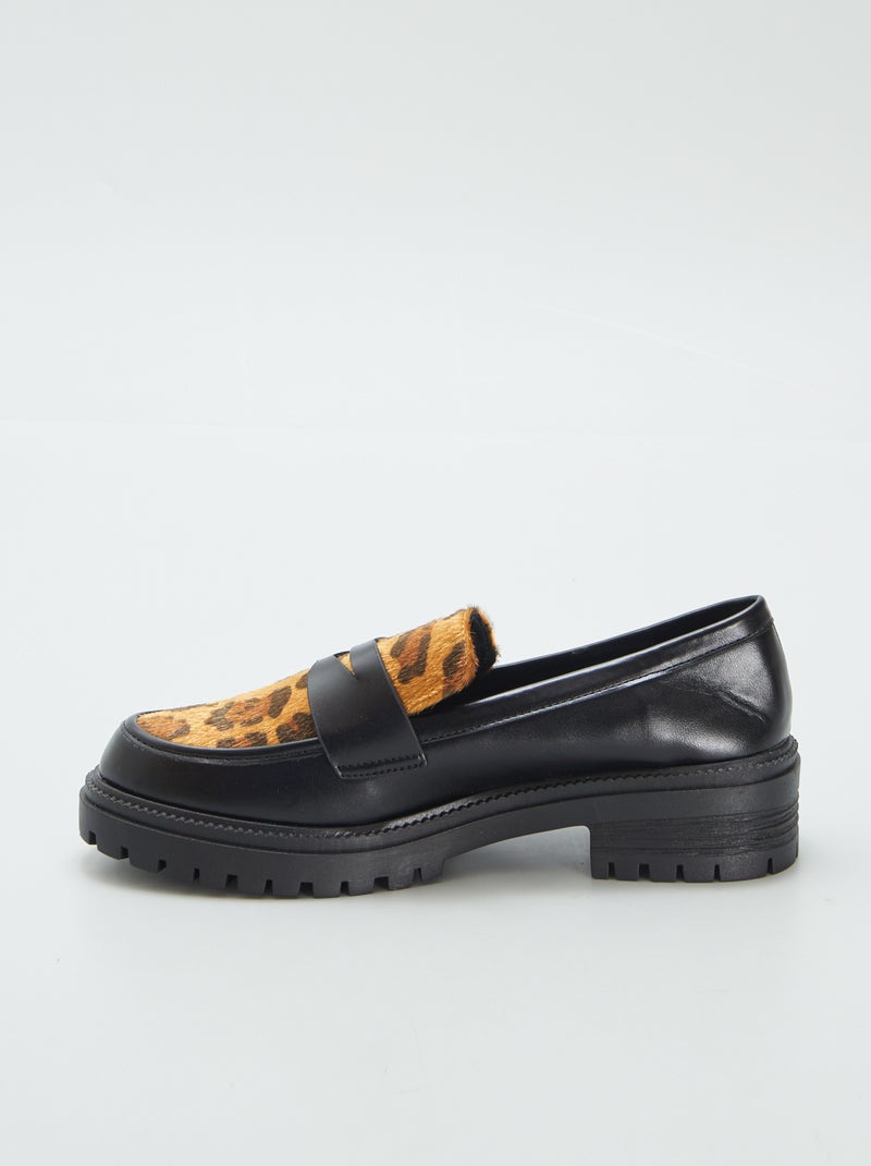 Mocasines sintéticos 'leopardo' NEGRO - Kiabi