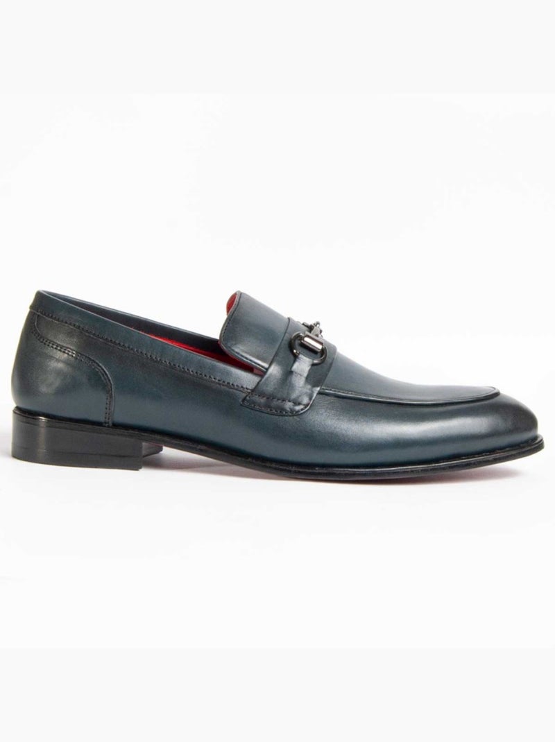 Mocasines Vestir Cuero Purapiel Azul - Kiabi