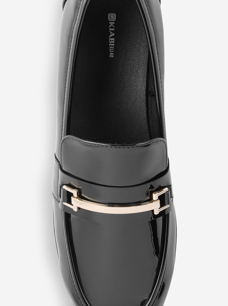 Mocassines acharoladas con joyas doradas de fantasía Negro - Kiabi