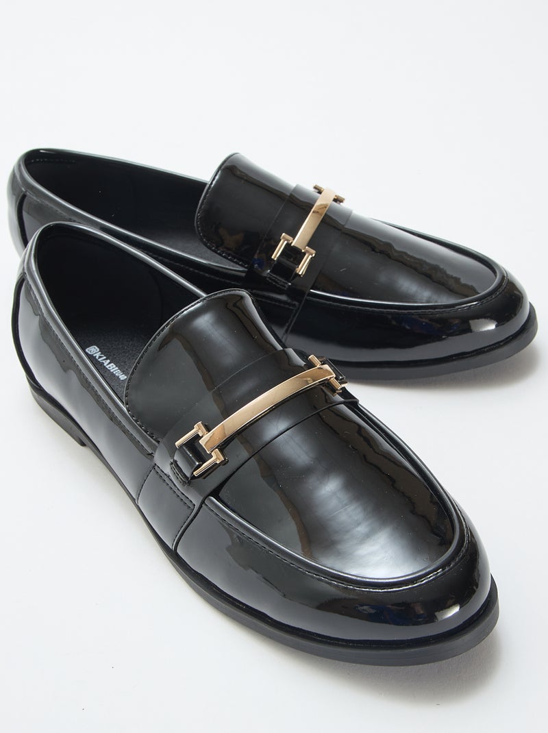 Mocassines acharoladas con joyas doradas de fantasía Negro - Kiabi
