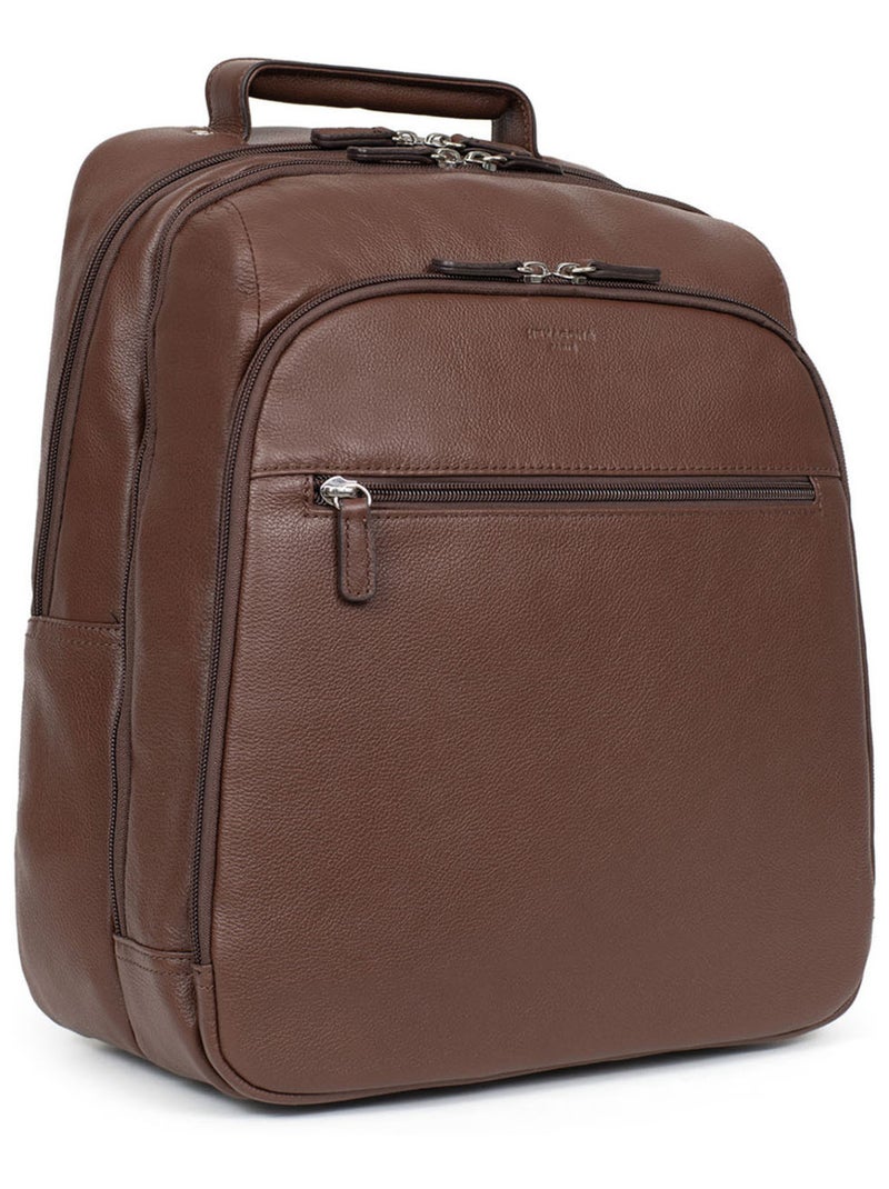 Mochila - 13" & a4 - cuero confort hexagona Marrón chocolate - Kiabi