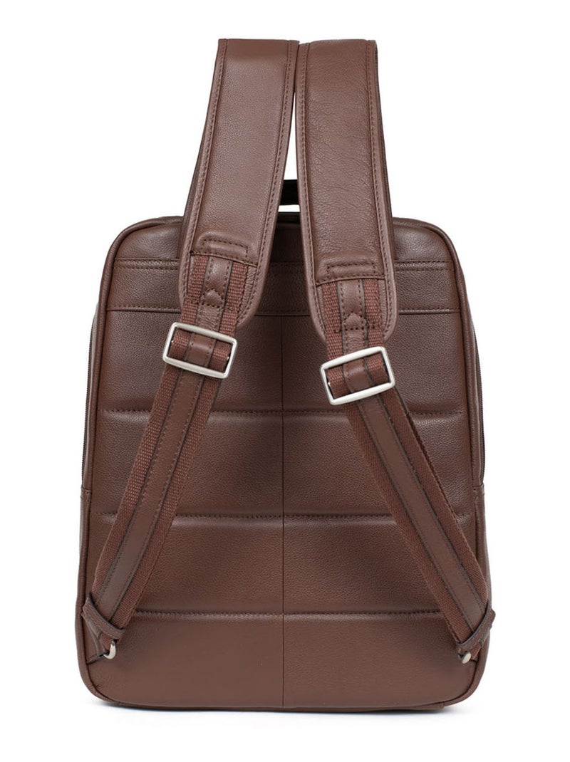 Mochila - 13" & a4 - cuero confort hexagona Marrón chocolate - Kiabi