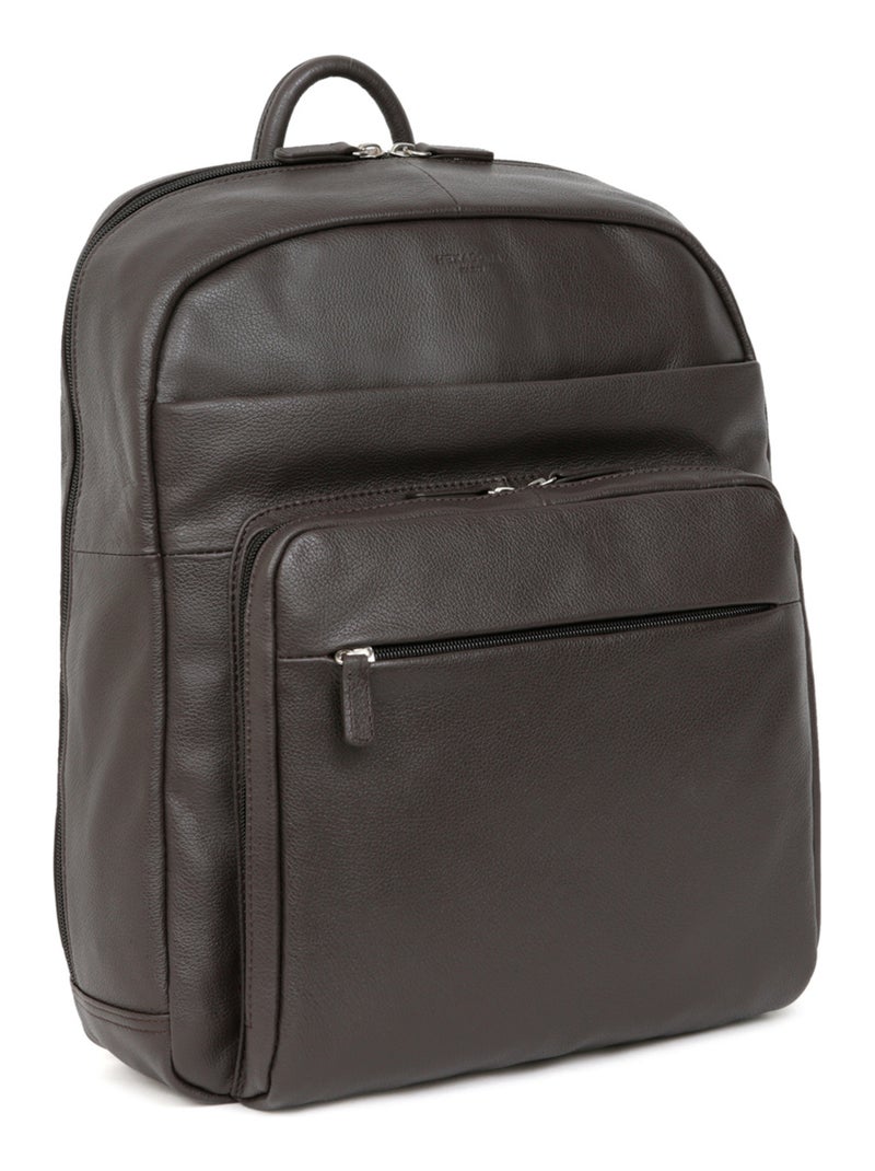 Mochila - 13" & a4 - cuero confort hexagona Marrón oscuro - Kiabi