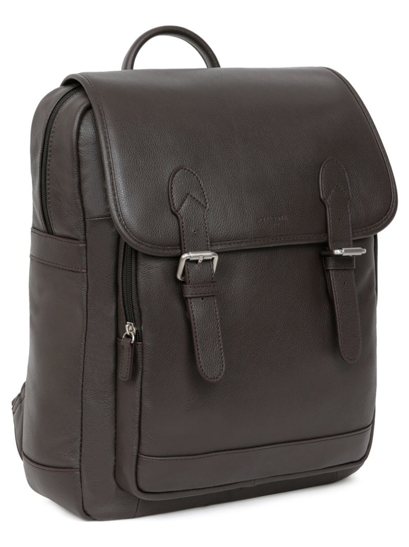 Mochila - 13" & A4 - Cuero CONFORT Marrón oscuro - Kiabi