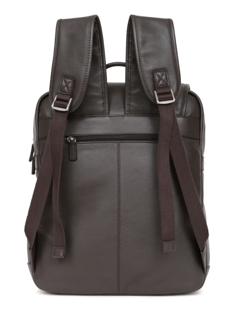Mochila - 13" & A4 - Cuero CONFORT Marrón oscuro - Kiabi