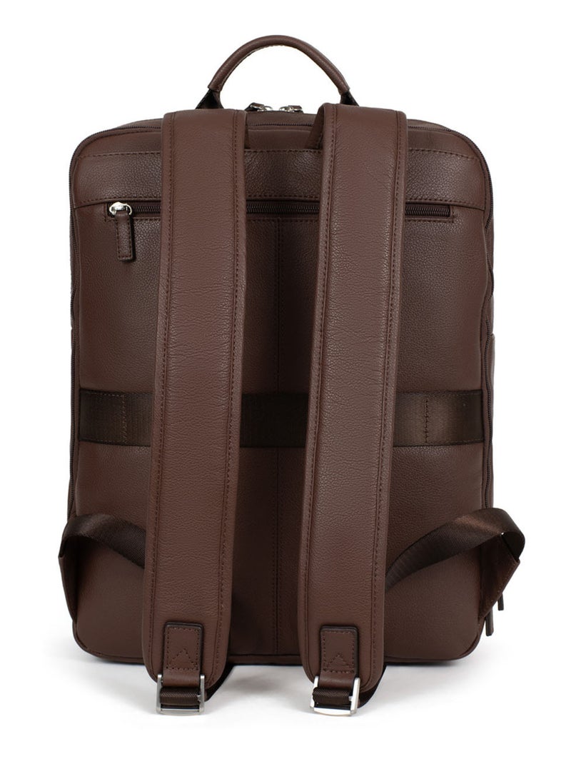 Mochila - 15" & tableta & a4 - cuero confort hexagona Marrón chocolate - Kiabi