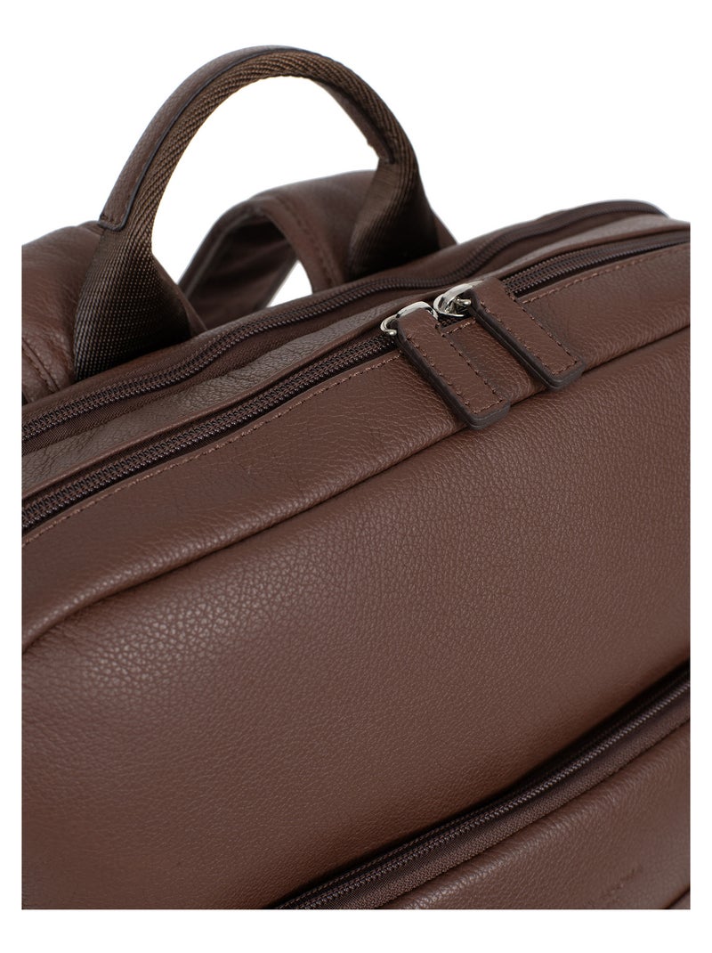 Mochila - 15" & tableta & a4 - cuero confort hexagona Marrón chocolate - Kiabi