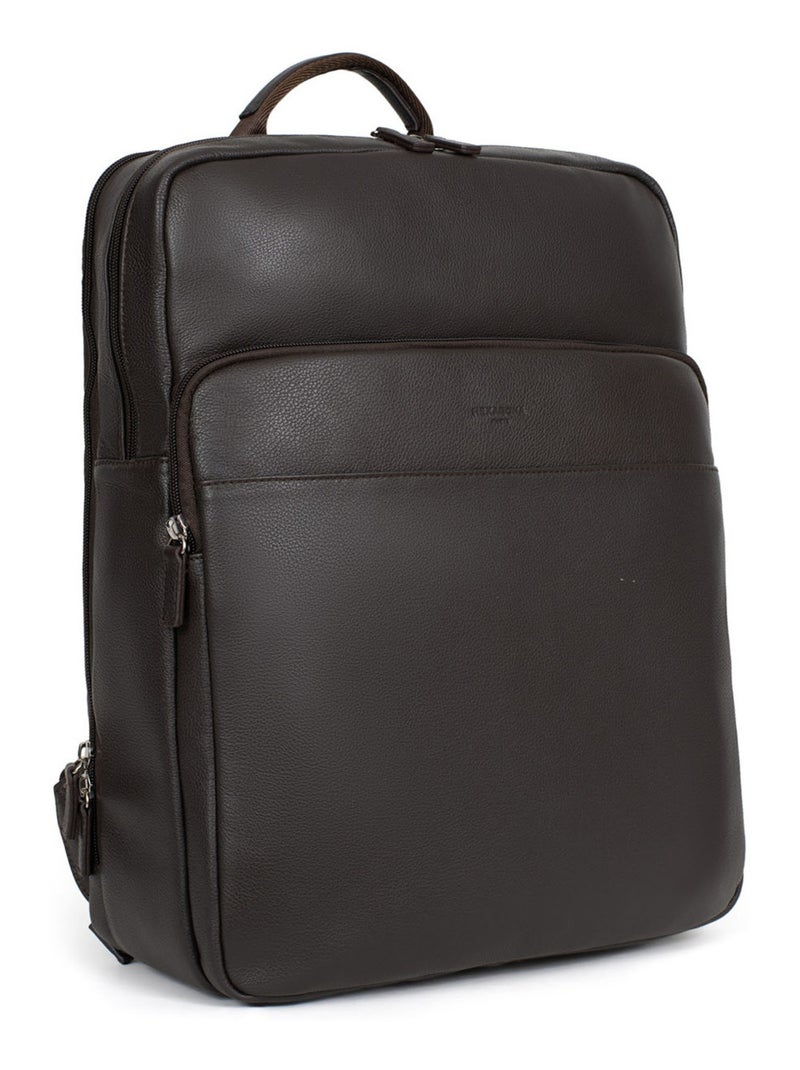 Mochila - 15" & tableta & a4 - cuero confort hexagona Marrón oscuro - Kiabi