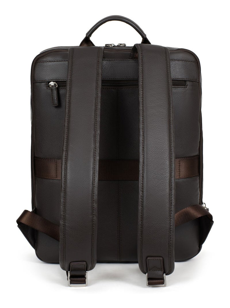 Mochila - 15" & tableta & a4 - cuero confort hexagona Marrón oscuro - Kiabi