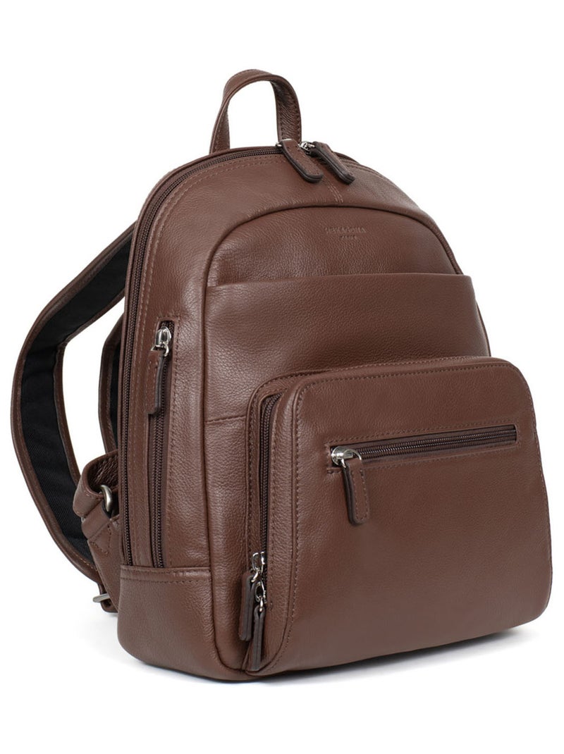 Mochila - cuero confort hexagona Marrón chocolate - Kiabi