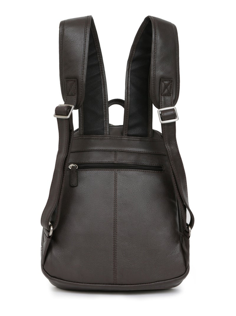 Mochila - cuero confort hexagona Marrón oscuro - Kiabi