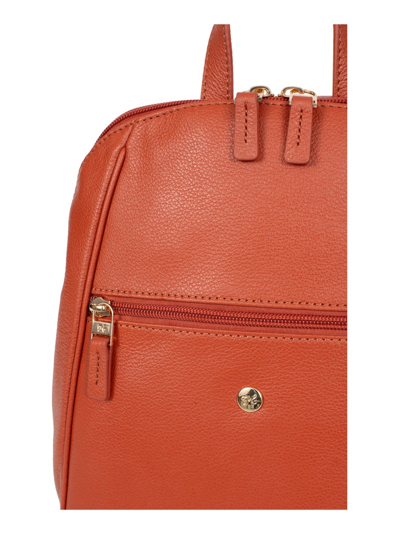 Mochila - cuero luna hexagona Naranja - Kiabi