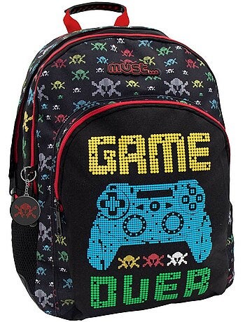 Mochila 45 cm game over con llavero redondo cmp 2 compartimentos