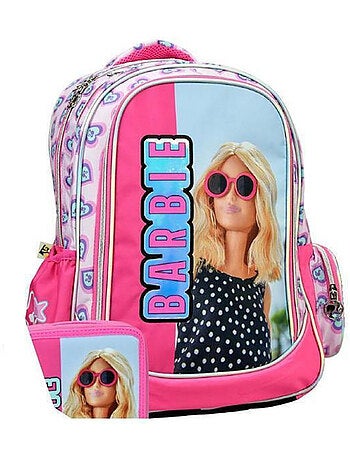 Mochila barbie de tejido sintético brillante con motivo de corazones