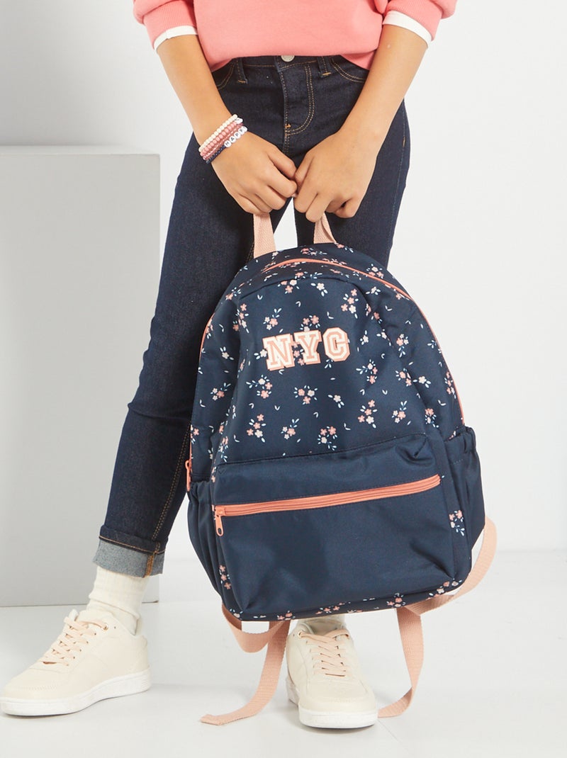 Mochila con estampado de 'flores' 'NYC' azul - Kiabi