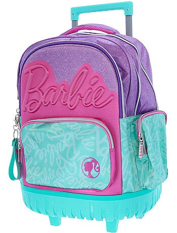 Mochila con ruedas barbie 4 ruedas con purpurina 46 cm