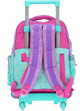 Mochila con ruedas barbie 4 ruedas con purpurina 46 cm