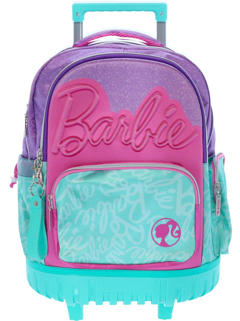 Mochila con ruedas barbie 4 ruedas con purpurina 46 cm Turquesa - Kiabi