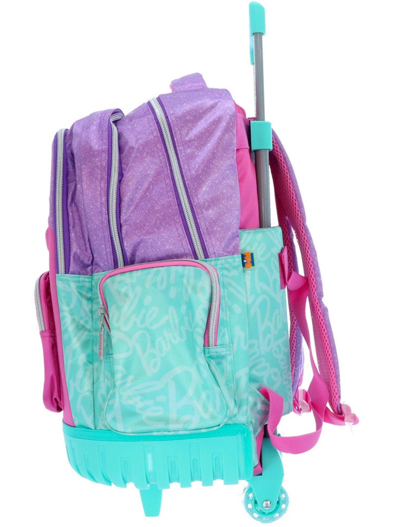 Mochila con ruedas barbie 4 ruedas con purpurina 46 cm Turquesa - Kiabi