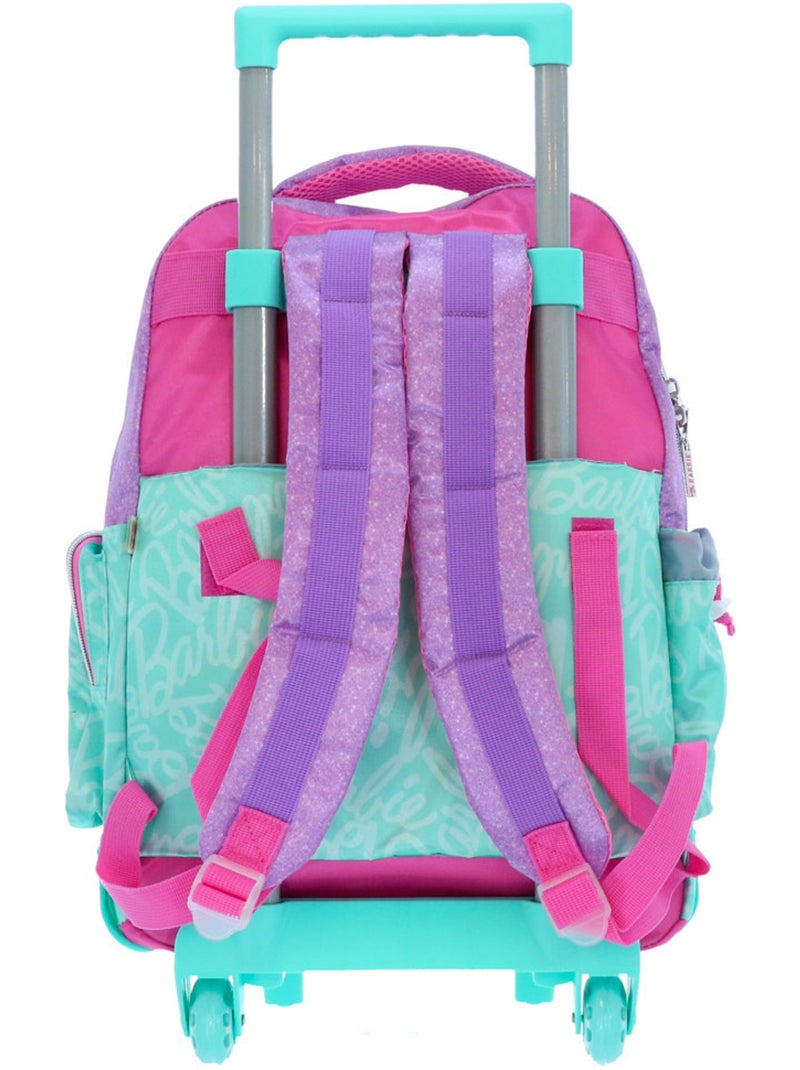Mochila con ruedas barbie 4 ruedas con purpurina 46 cm Turquesa - Kiabi