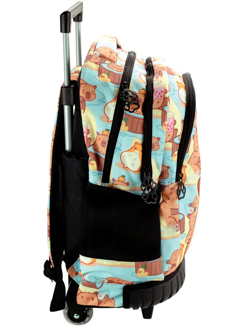 Mochila con ruedas cmp motivo capibara 46 cm asas telescópicas Gris amarillo azul - Kiabi