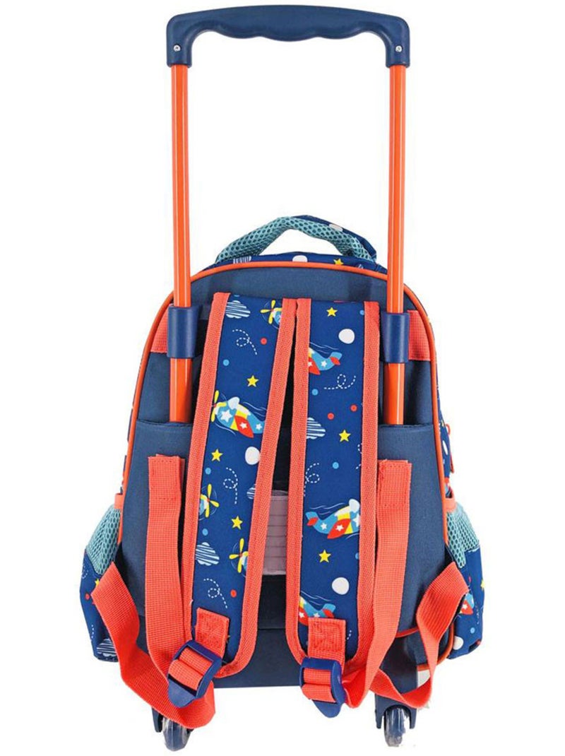 Mochila con ruedas cmp piloto 3d con asa telescópica 31x27x10 Azul Naranja claro Negro - Kiabi