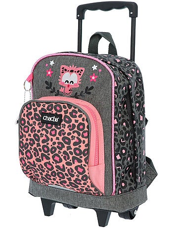 Mochila con ruedas con estampado de leopardo