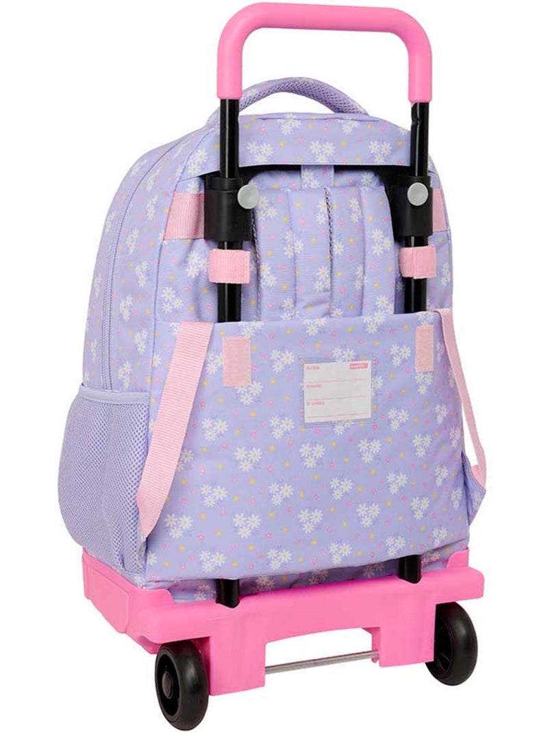 Mochila con ruedas flores cmp bolsa extraíble 4 ruedas 45 x 33 x 22 cm Violeta - Kiabi