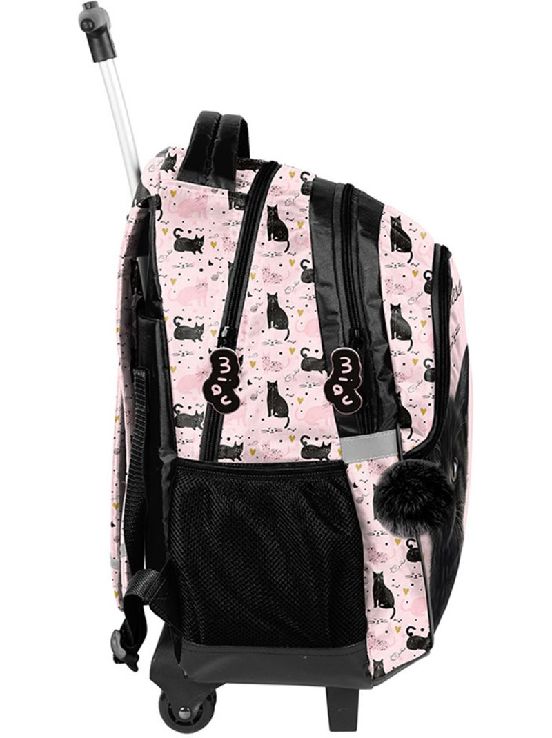 Mochila con ruedas gato negro princesa 48 cm asa telescópica y reflectantes Negro - Kiabi