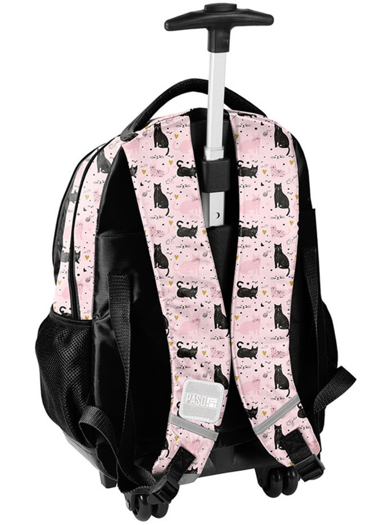 Mochila con ruedas gato negro princesa 48 cm asa telescópica y reflectantes Negro - Kiabi