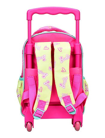 Mochila con ruedas infantil - barbie estampado chicle - compacta y práctica
