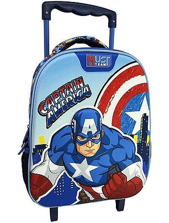 Mochila con ruedas infantil 'capitán américa' 2 compartimentos 34x20x44 cm vengadores