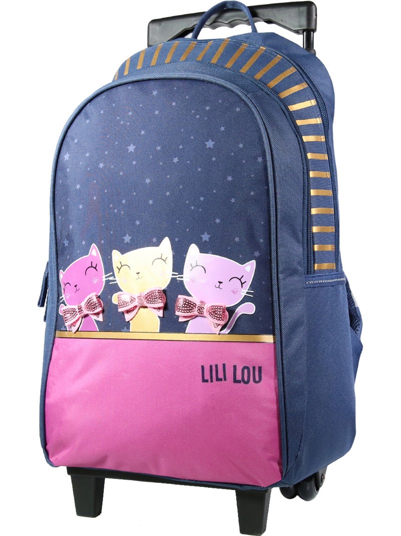 Mochila con ruedas – lili lou gato 45 cm Azul Rosa - Kiabi