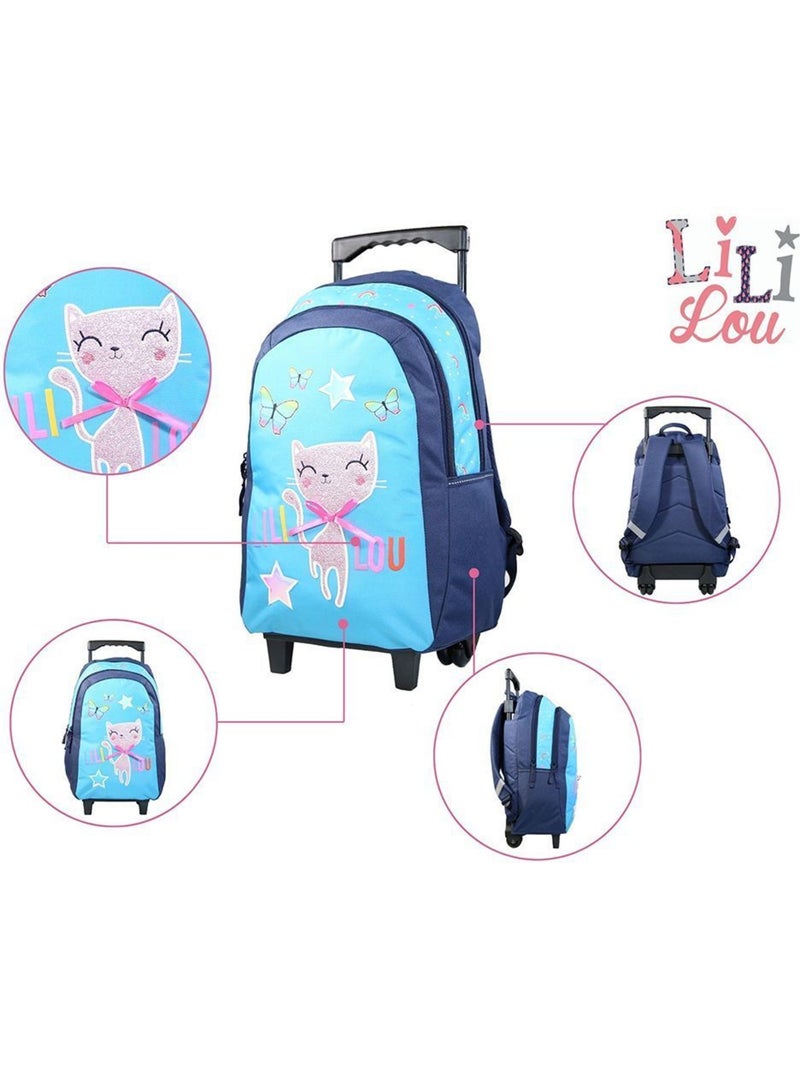 Mochila con ruedas – lililou el gato 45 cm Azul - Kiabi
