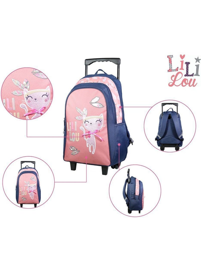 Mochila con ruedas – lililou el gato 45 cm Rosa - Kiabi