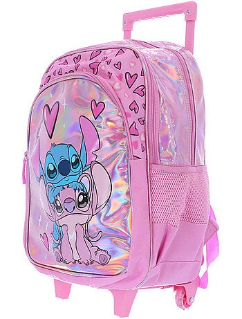 Mochila con ruedas lilo y stitch 48 cm 2 compartimentos corazón
