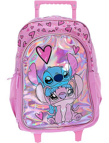 Mochila con ruedas lilo y stitch 48 cm 2 compartimentos corazón