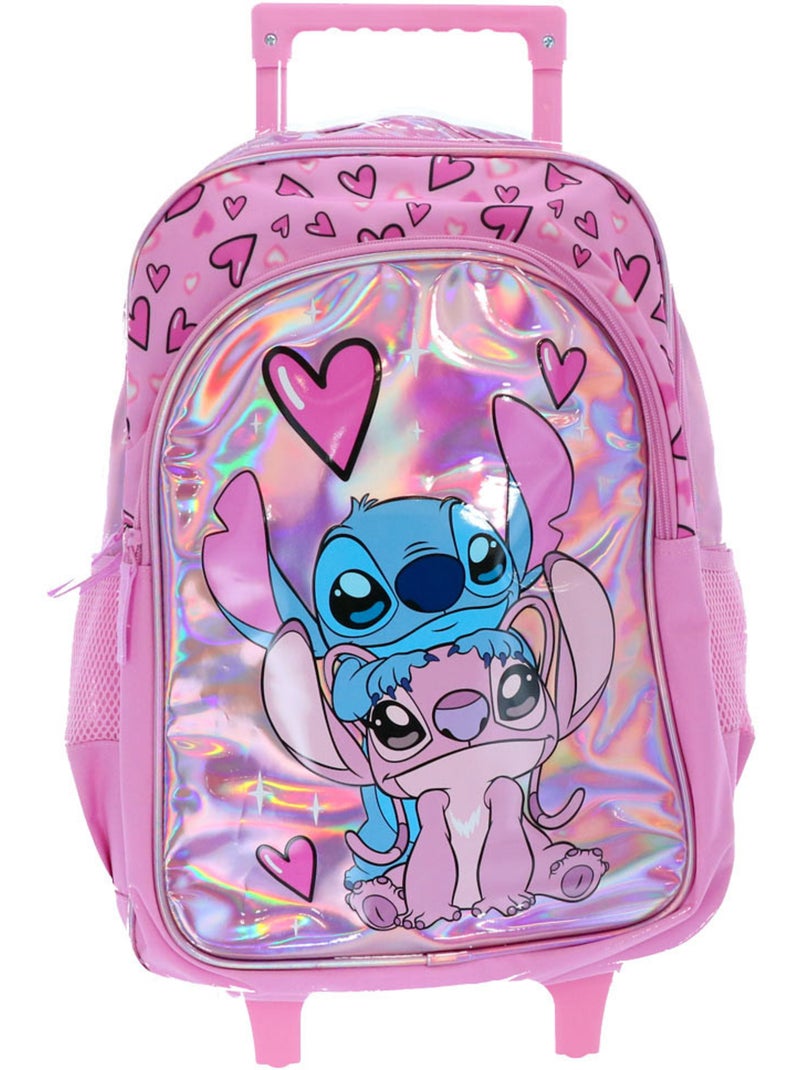 Mochila con ruedas lilo y stitch 48 cm 2 compartimentos corazón Rosa - Kiabi