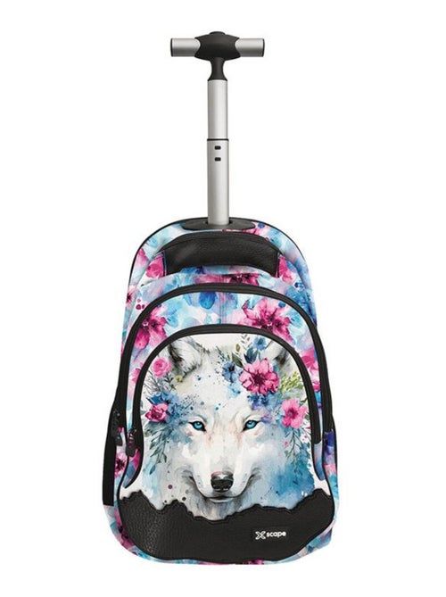 Mochila con ruedas lobo floral 44 cm - 2 cpt - Kiabi Mochila con ruedas lobo floral 44 cm - 2 cpt - Kiabi