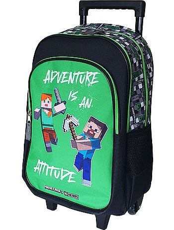Mochila con ruedas minecraft aventura 45 cm - trolley escolar 2 compartimentos