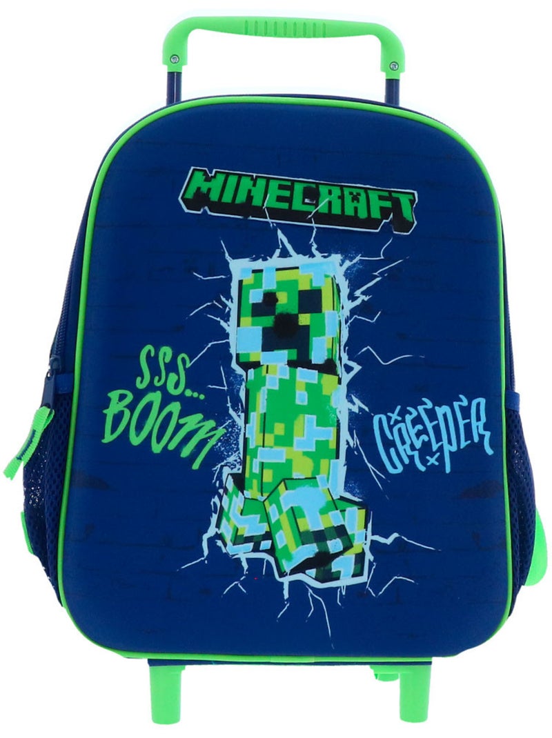 Mochila con ruedas minecraft creeper 32 cm con asa telescópica Verde - Kiabi