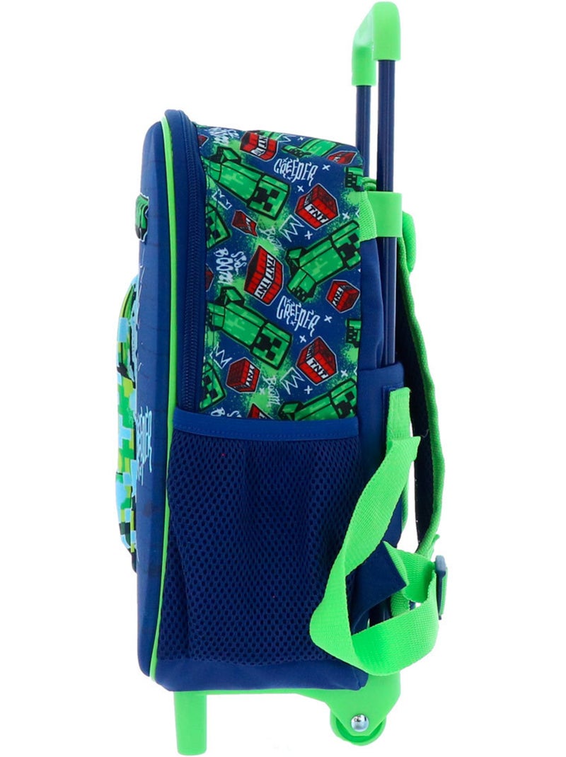 Mochila con ruedas minecraft creeper 32 cm con asa telescópica Verde - Kiabi