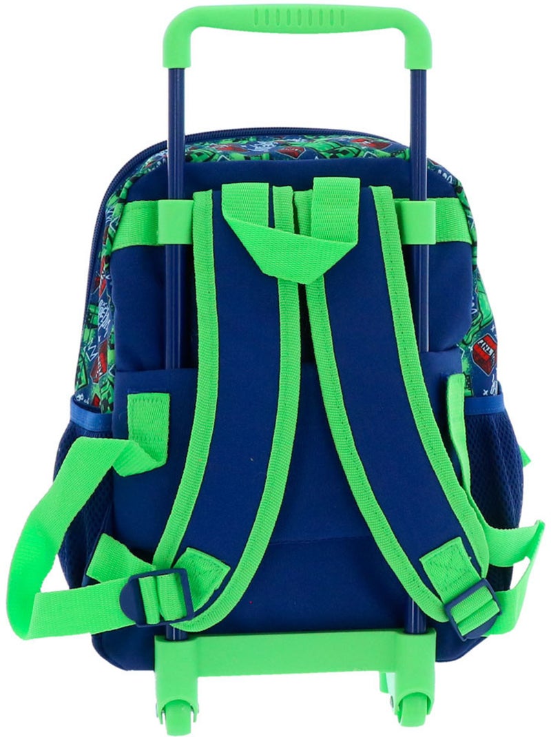 Mochila con ruedas minecraft creeper 32 cm con asa telescópica Verde - Kiabi