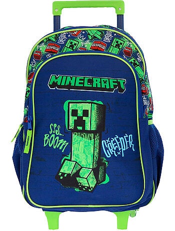 Mochila con ruedas minecraft creeper 48 cm 2 compartimentos minecraft