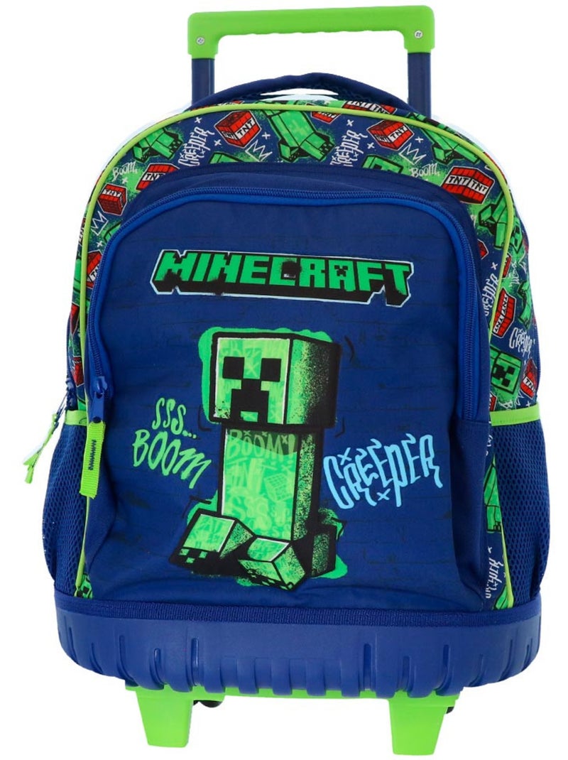 Mochila con ruedas minecraft creeper boom 43 cm asa telescópica Blanco Rojo - Kiabi