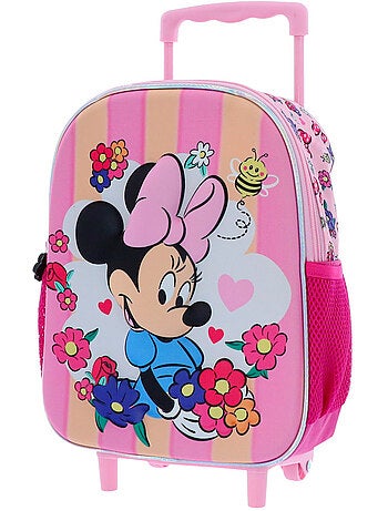 Mochila con ruedas minnie flores 3d textil 36 cm