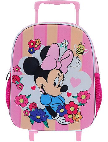 Mochila con ruedas minnie flores 3d textil 36 cm
